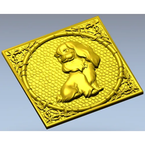 Медальон с сидящей собачкой - 3D модель STL для ЧПУ