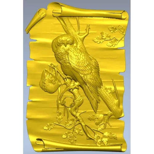 Сова на свитке - 3D модель STL для фрезера