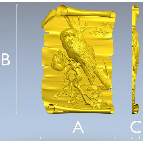 Сова на свитке - 3D модель STL для фрезера