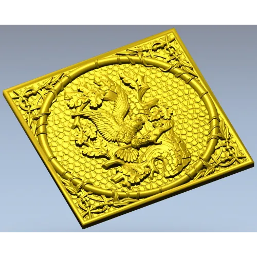 Falcon and Squirrel Relief Panel STL for CNC carving