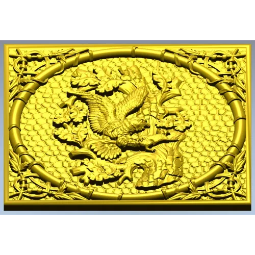 Falcon and Squirrel Relief Panel STL for CNC carving