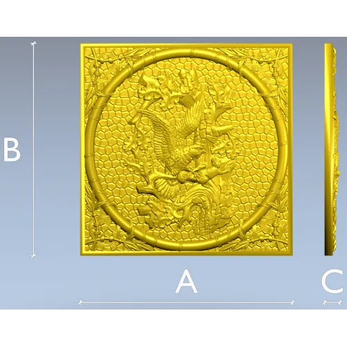 Falcon and Squirrel Relief Panel STL for CNC carving