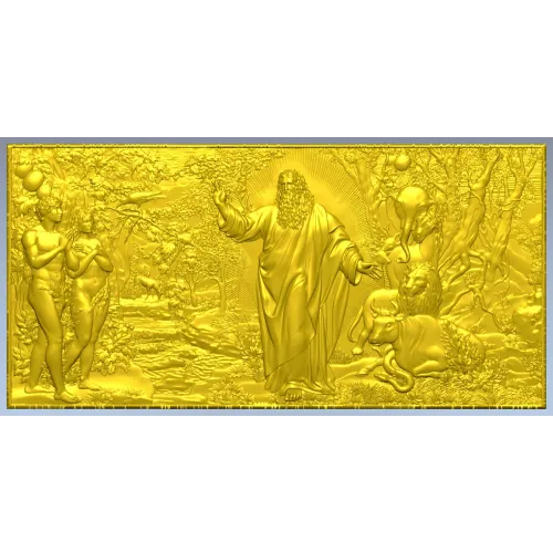 Creation of the World - high-relief STL panel for CNC