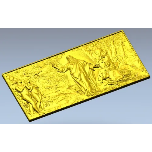 Creation of the World - high-relief STL panel for CNC