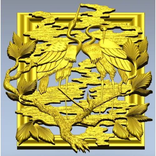 Панно "Пара журавлей" - 3D модель STL для ЧПУ