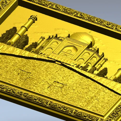 Taj Mahal Relief Panel STL - 3D model for CNC milling