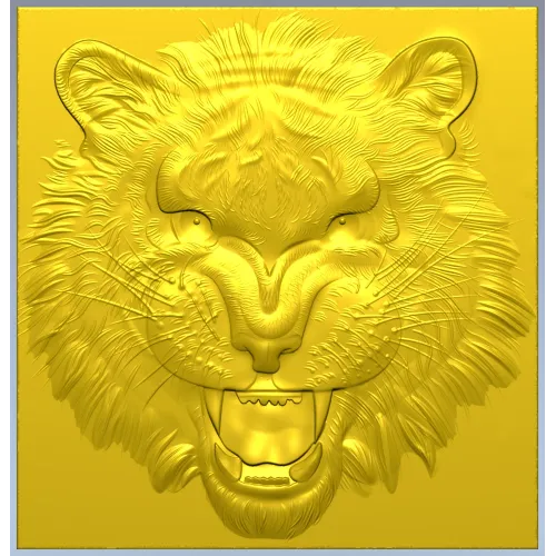 Tiger Head Relief STL - High-Relief 3D Model for CNC