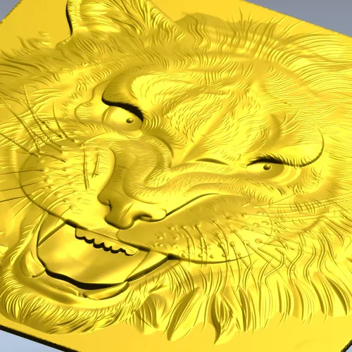 Tiger Head Relief STL - High-Relief 3D Model for CNC