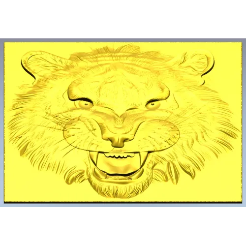 Tiger Head Relief STL - High-Relief 3D Model for CNC