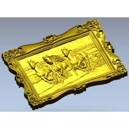 Three Horses on the Shore - high-relief STL 3D model for CNC