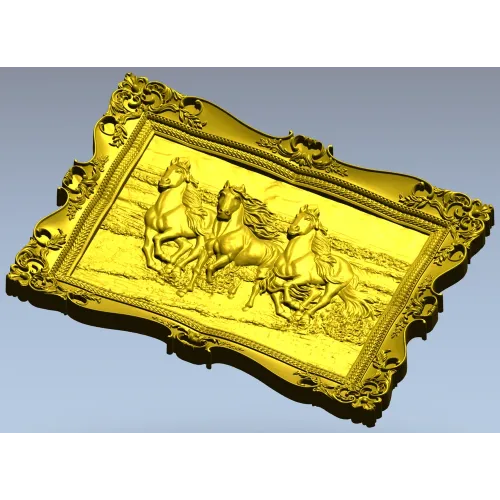 Three Horses on the Shore - high-relief STL 3D model for CNC
