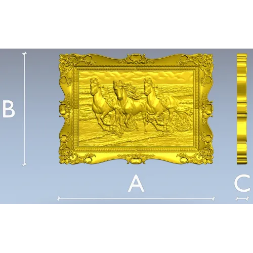 Three Horses on the Shore - high-relief STL 3D model for CNC