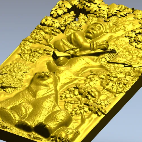 Timid Hunter - high-relief STL panel for CNC milling