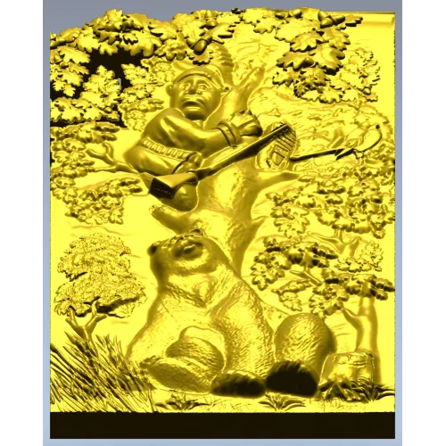 Timid Hunter - high-relief STL panel for CNC milling