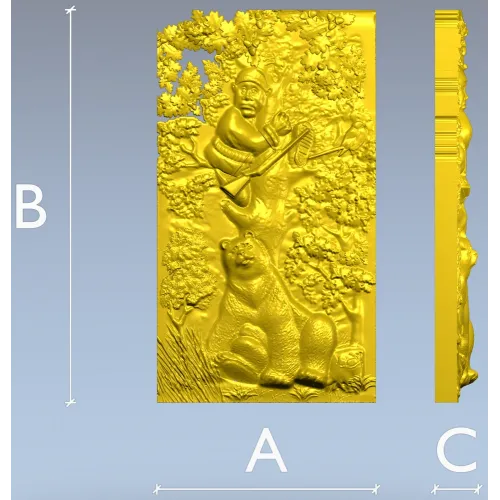 Timid Hunter - high-relief STL panel for CNC milling