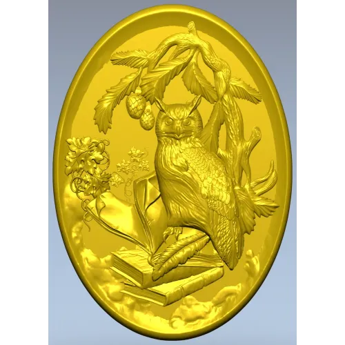 Scholar's Owl Oval Relief STL