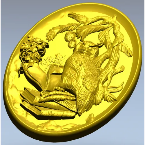 Scholar's Owl Oval Relief STL