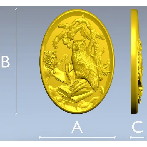 Scholar's Owl Oval Relief STL