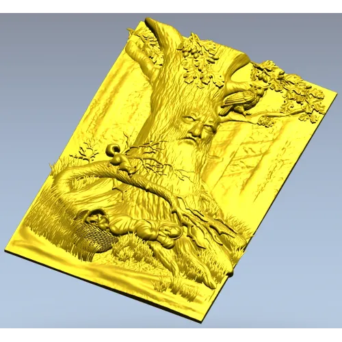 Рельефное панно "Утро в лесу" - 3D модель STL для ЧПУ