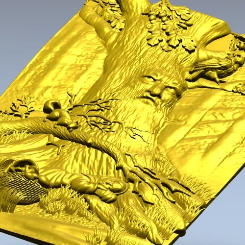 Рельефное панно "Утро в лесу" - 3D модель STL для ЧПУ