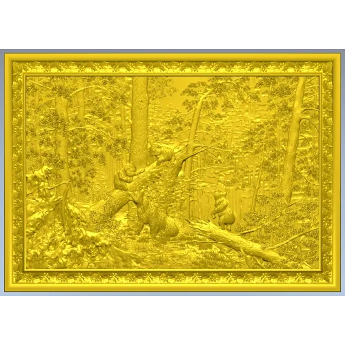 3D панно "Утро в сосновом бору" - STL модель для ЧПУ