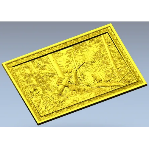 3D панно "Утро в сосновом бору" - STL модель для ЧПУ