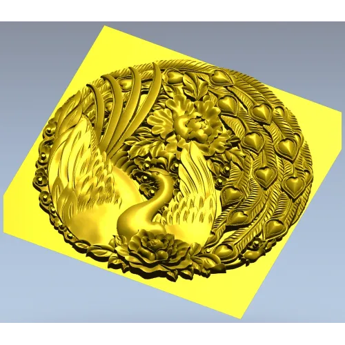 STL модель "Феникс в цветочной рамке" - 3D рельеф для ЧПУ