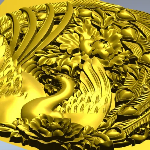 STL модель "Феникс в цветочной рамке" - 3D рельеф для ЧПУ