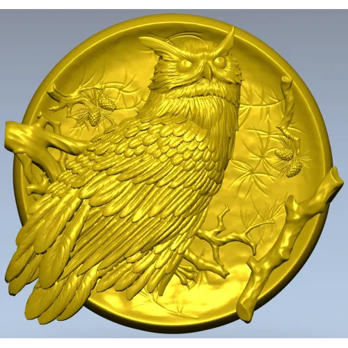 Owl Medallion Relief STL for CNC