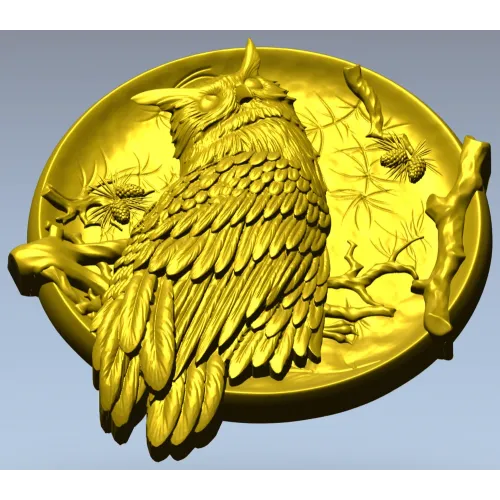 Owl Medallion Relief STL for CNC