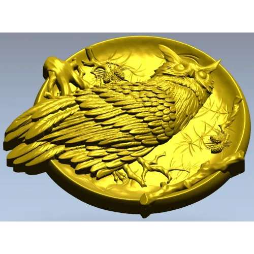 Owl Medallion Relief STL for CNC