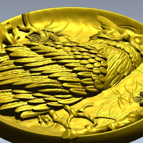 Owl Medallion Relief STL for CNC
