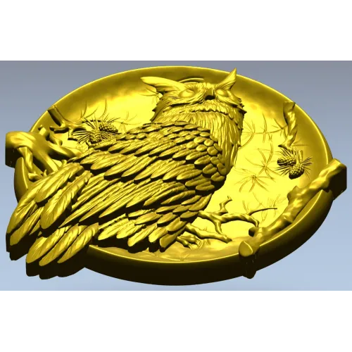 Owl Medallion Relief STL for CNC