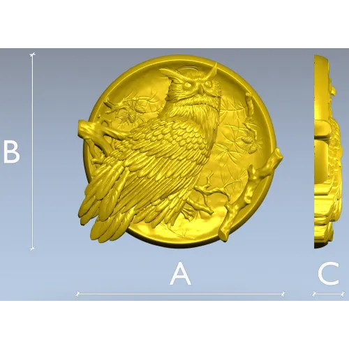 Owl Medallion Relief STL for CNC