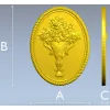 Винтажный овальный медальон "Ваза с розами" - STL модель для ЧПУ