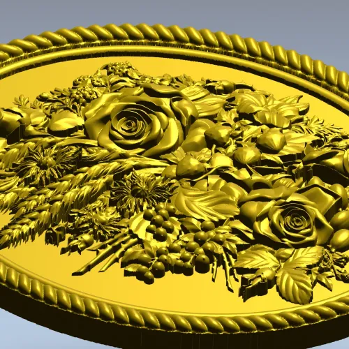 Медальон с цветочным букетом - 3D модель STL для ЧПУ