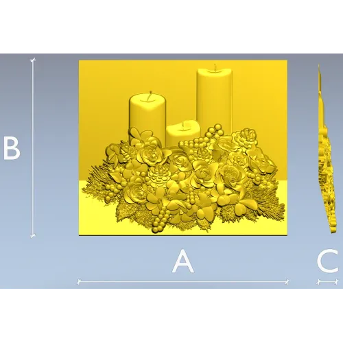 Рельеф "Праздничный букет со свечами" - 3D модель STL для ЧПУ
