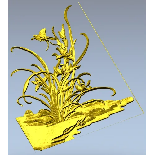 Орхидейный уголок - 3D модель STL для ЧПУ, декоративный угловой барельеф
