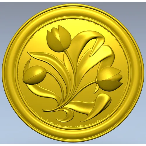Tulip Medallion - STL 3D model for CNC milling