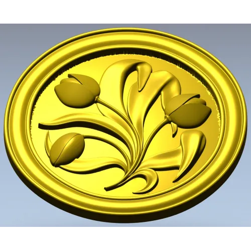Tulip Medallion - STL 3D model for CNC milling