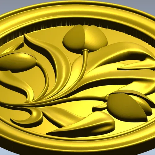 Tulip Medallion - STL 3D model for CNC milling