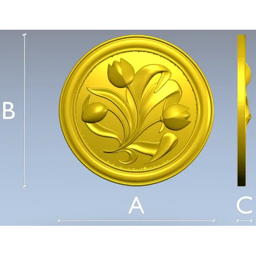 Tulip Medallion - STL 3D model for CNC milling