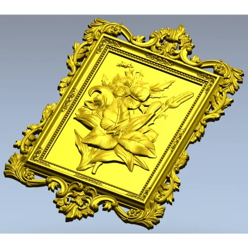 Baroque Floral Relief Panel STL for CNC Milling