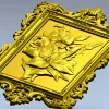 Baroque Floral Relief Panel STL for CNC Milling