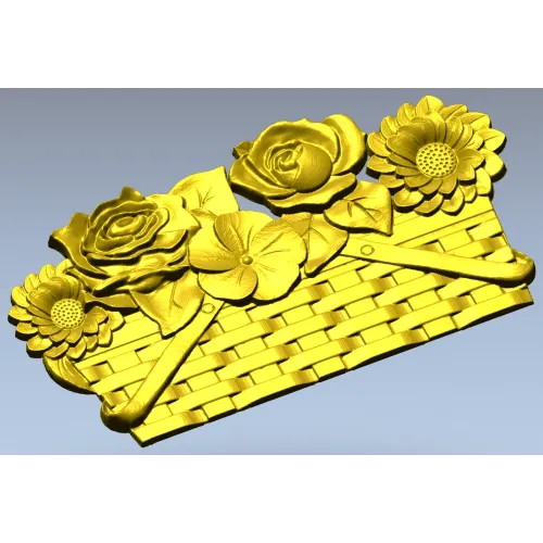 Лукошко с цветами - рельефная 3D модель STL для ЧПУ