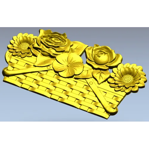 Лукошко с цветами - рельефная 3D модель STL для ЧПУ