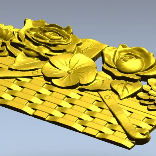 Лукошко с цветами - рельефная 3D модель STL для ЧПУ