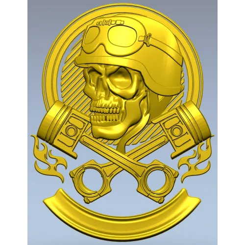 Piston Rider Skull STL for CNC