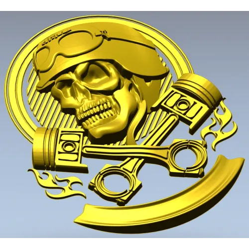 Piston Rider Skull STL for CNC