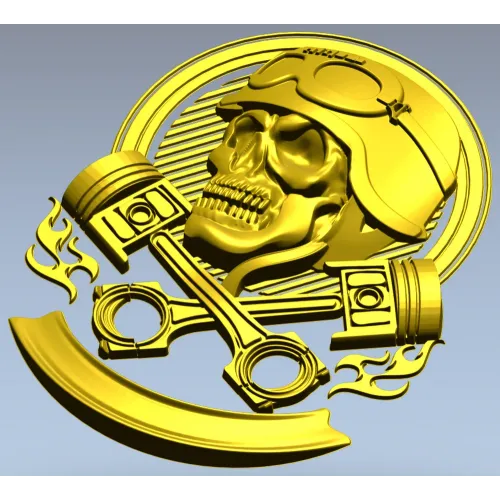 Piston Rider Skull STL for CNC